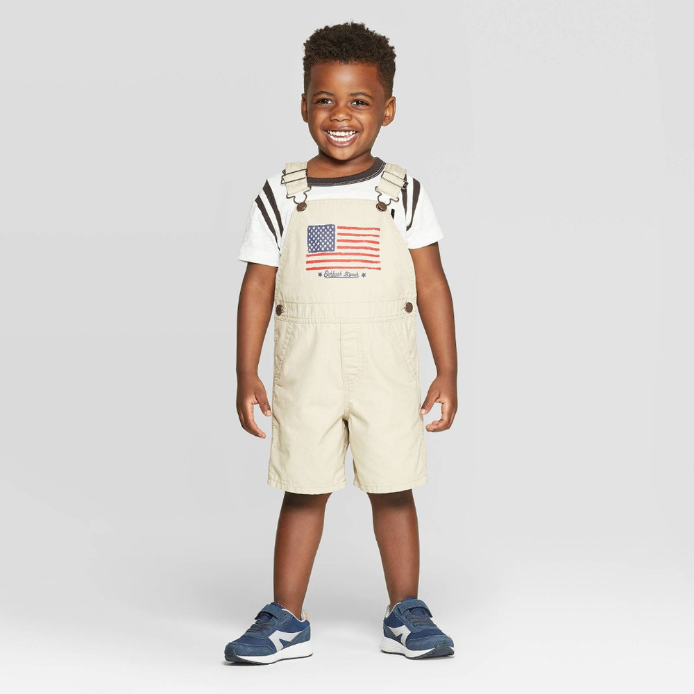 Oshkosh B'gosh 18 Months Baby Boy Shortalls American Flag July 4th Patriotic
